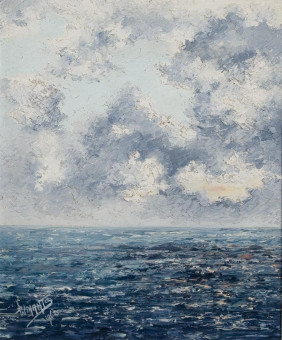 130pinakes | Ηλιοβασίλεμα στη θάλασσα | ελαιογραφία - 1962 - 59Χ49 
 |  S. Winant