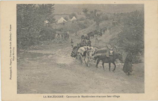 1323kart | Καραβάνι Μακεδόνων εγκαταλείπουν το χωριό τους. | Αγροτική Ζωή | T048/020
 |  Edit. E. Huguet