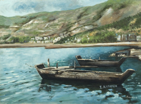 1362pinakes | Λίμνη στην Καστοριά | ελαιογραφία - - 47Χ63 
 |  Σεβαστή Κωτούζα