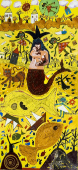 1417pinakes | Η κίτρινη ανάσα της ζωής | ζωγραφική (άγνωστη τεχνική) - 200Χ95
 |  Γεθσημανή Σεφεροπούλου