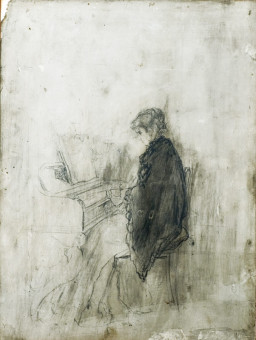 1453pinakes | Η Άρτεμη στο πιάνο | σχέδιο με μολύβι - 1877 - 33Χ24 
 |  Νικόλαος Γύζης
