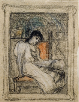 1456pinakes | Πορτρέτο της μεγαλύτερης κόρης του ζωγράφου | σχέδιο - 1893 - 28Χ18 
 |  Νικόλαος Γύζης