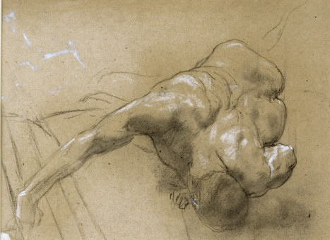 1466pinakes | Σπουδή γυμνού | σχέδιο - πριν το 1894 - 29Χ39 από το έργο "Θεμελίωση της Πίστ&epsilon |  Νικόλαος Γύζης