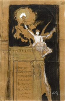 1483pinakes | Το Πνεύμα της Τέχνης | σχέδιο - 1888 - 21Χ14 σχέδιο αφίσας για έκθεση στο Glaspalast,1888
 |  Νικόλαος Γύζης