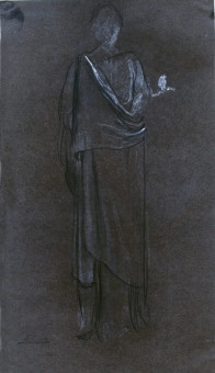 1516pinakes | Γυναικεία μορφή, σχέδιο πτυχώσεων | σχέδιο με κάρβουνο και κιμωλία - - 35Χ19.5 
 |  Νικόλαος Γύζης