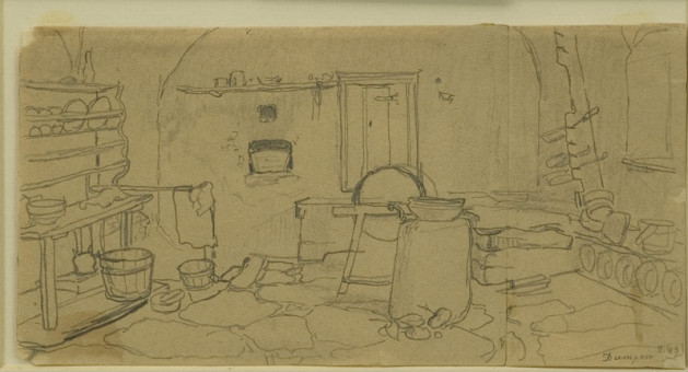 1532pinakes | Κουζίνα (Tumpen) | σχέδιο - 1883 - 9Χ18 
 |  Νικόλαος Γύζης