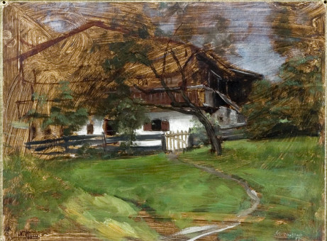 1538pinakes | Χωριάτικο σπίτι στο Schaftlach | ελαιογραφία - 1885 - 26Χ34 
 |  Νικόλαος Γύζης