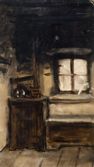 1539pinakes | Γωνιά κουζίνας με παράθυρο | ελαιογραφία - 1885 - 20Χ12 
 |  Νικόλαος Γύζης