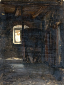 1541pinakes | Εσωτερικό σπιτιού με παράθυρο | ελαιογραφία - 1885 - 34Χ26 
 |  Νικόλαος Γύζης