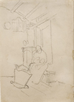 1555pinakes | Γυναίκα και παιδί δίπλα σε κούνια | σχέδιο - 1872-74 - 10Χ7 
 |  Νικόλαος Γύζης