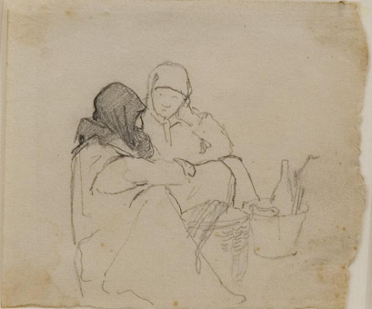 1560apinakes | Δύο γυναίκες που συνομιλούν | σχέδιο - 1872-74 - 7Χ8.5 
 |  Νικόλαος Γύζης