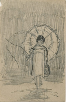 1574pinakes | Κορίτσι με ομπρέλα | σχέδιο - 1875-83 - 12Χ8 
 |  Νικόλαος Γύζης