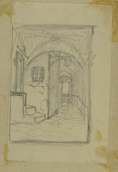 1654pinakes | Είσοδος σπιτιού | σχέδιο - 1877-80 - 9Χ5.5 Από το άλμπουμ "Σημειώσεις από το 1877 και |  Νικόλαος Γύζης