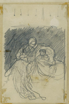 1656pinakes | Μητέρα και παιδί (Άρτεμη και Πηνελόπη Γύζη) | σχέδιο - 1880 - 12Χ8 Από το άλμπουμ "Σημειώσεις από το 1877 και &tau |  Νικόλαος Γύζης