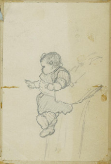 1665pinakes | Πηνελόπη στην αγκαλιά της νταντάς της | σχέδιο - 1880 - 12Χ8 Από το άλμπουμ "Σημειώσεις από το 1877 και &tau |  Νικόλαος Γύζης