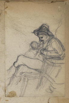 1692pinakes |  Καθισμένος άνδρας με παιδί στην αγκαλιά | σχέδιο - 1877-80 - 9Χ5.5 Από το άλμπουμ "Σημειώσεις από το 1877 και |  Νικόλαος Γύζης