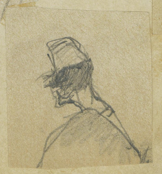 1706pinakes | Κεφάλι βοσκού | σχέδιο - 1872-74 - 4Χ4 Από το άλμπουμ "Σημειώσεις από το 1877 και &t |  Νικόλαος Γύζης