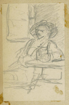 1714pinakes | Καθισμένος άνδρας στο τραπέζι | σχέδιο - 1877-80 - 9Χ5.5 Από το άλμπουμ "Σημειώσεις από το 1877 και |  Νικόλαος Γύζης