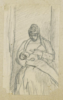 1736pinakes | Γυναίκα που θηλάζει (Άρτεμη;) | σχέδιο - 1877-80 - 9Χ5.5 Από το άλμπουμ "Σημειώσεις από το 1877 και |  Νικόλαος Γύζης