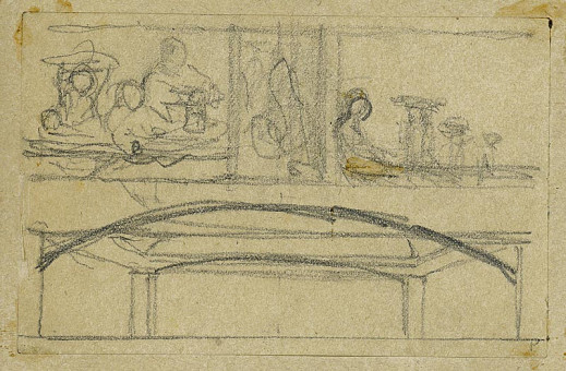 1757pinakes | Τοιχογραφία | σχέδιο - μετά το 1877 - 8Χ12 Από το άλμπουμ "Σημειώσεις από τ&omi |  Νικόλαος Γύζης