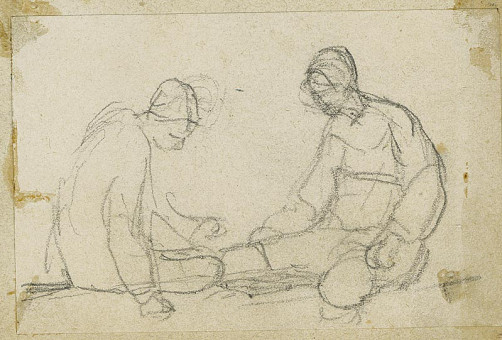 1761pinakes | Άνδρες παίζοντας (ζάρια;) | σχέδιο - 1877 - 8Χ12 Από το άλμπουμ "Σημειώσεις από το 1877 και &tau |  Νικόλαος Γύζης