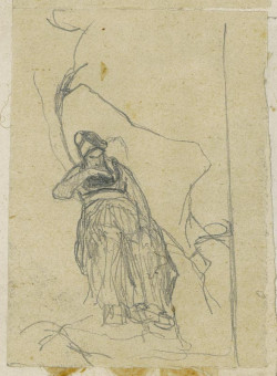 1772pinakes | Γυναίκα καθισμένη σε βράχια | σχέδιο - 1872-74 - 10Χ7 Από το άλμπουμ "Σημειώσεις από το 1877 και & |  Νικόλαος Γύζης