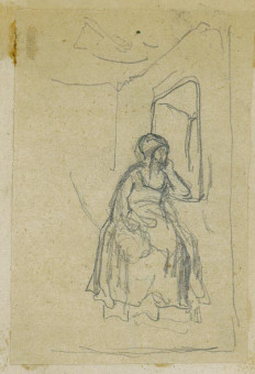 1782pinakes | Γυναίκα καθισμένη στο παράθυρο | σχέδιο - 1872-74 - 9Χ6 Από το άλμπουμ "Σημειώσεις από το 1877 και &t |  Νικόλαος Γύζης