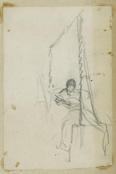 1793pinakes | Γυναίκα με παιδί στο κρεβάτι | σχέδιο - 1875-80 - 12Χ8 Από το άλμπουμ "Σημειώσεις από το 1877 και & |  Νικόλαος Γύζης