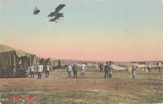 2087kart | Πεδίο προσγείωσης συμμαχικών αεροπλάνων στην περιοχή της Μίκρας. Επιχρωματισμένη | Α΄ Παγκόσμιος Πόλεμος | T081/013
 |  Edit. IPA CT