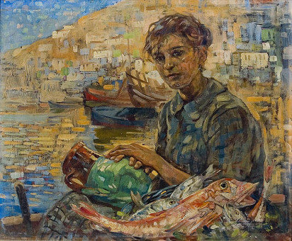 20pinakes | Η κόρη του ψαρά | ελαιογραφία - 1948 - 61Χ73 
 |  Επαμεινώνδας Θωμόπουλος
