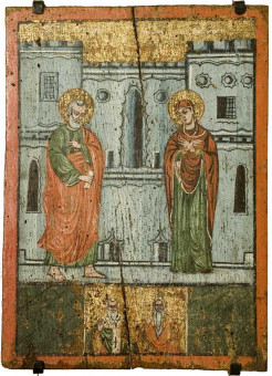 Φωτογραφίες | 5 | 2248bizantines | εικόνα δίζωνη: Ιωακείμ και Αννα (άνω) & Δύο Ιεράρχες (κάτω) | 47x34.5 - αρχές 19ου αι. -
 |  άγνωστος