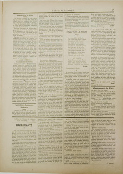 2351e | Journal de Salonique - 06.08.1896, Νο. 74 - Σελίδα 3 | Journal de Salonique | Γαλλόφωνη,εβραϊκή εφημερίδα, που εκδίδονταν στη Θεσσαλονίκη την περίοδο 1895 -1911 - Τετρασέλιδη, (0,33 Χ 0,46 εκ.) - 
 | 1
