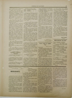 2359e | Journal de Salonique - 20.08.1896, Νο.20 - Σελίδα 3 | Journal de Salonique | Γαλλόφωνη,εβραϊκή εφημερίδα, που εκδίδονταν στη Θεσσαλονίκη την περίοδο 1895 -1911 - Τετρασέλιδη, (0,33 Χ 0,46 εκ.) - 
 | 1