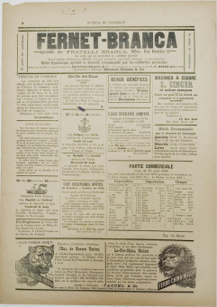 2360e | Journal de Salonique - 20.08.1896, Νο.20 - Σελίδα 4 | Journal de Salonique | Γαλλόφωνη,εβραϊκή εφημερίδα, που εκδίδονταν στη Θεσσαλονίκη την περίοδο 1895 -1911 - Τετρασέλιδη, (0,33 Χ 0,46 εκ.) - 
 | 1