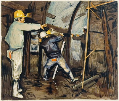 2513pinakes | Εργάτες σε ορυχείο | χαρακτικό - 48Χ56
 |  Μαλάμος