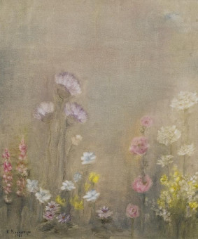 257pinakes | Λουλούδια | ελαιογραφία - 1983 - 59.5Χ50.5 
 |  Κατερίνα Μπακατσέλου