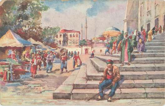 3041kart | Η αγορά της πόλης. Επιχρωματισμένη | Κωνσταντινούπολη | T120/015
