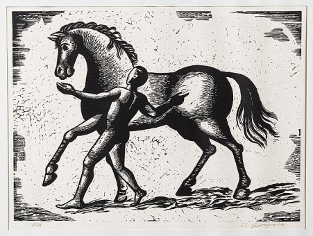 310pinakes | Άλογο | ξυλογραφία - - 33Χ44 
 |  Αγήνωρ Αστεριάδης