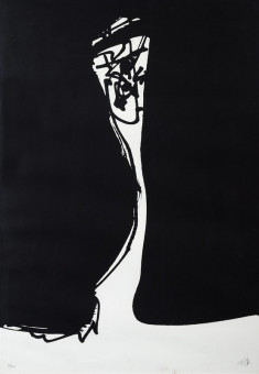 482pinakes | Λευκή φιγούρα σε μαύρο φόντο | μεταξοτυπία - - 84Χ59 
 |  Antonio Saura