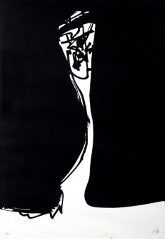 483pinakes | Λευκή φιγούρα σε μαύρο φόντο | μεταξοτυπία - - 84Χ59 
 |  Antonio Saura