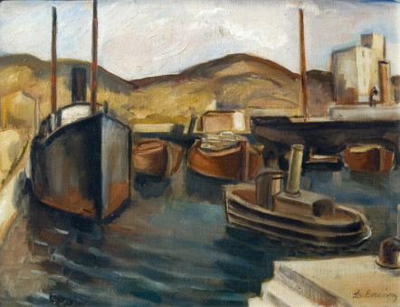 5pinakes | Το λιμάνι | ελαιογραφία - 1935-40 - 42X57
 |  Δημήτρης Βιτσώρης