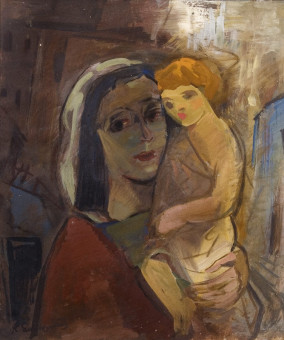 697pinakes | Μητέρα και παιδί | ελαιογραφία - - 69Χ58 
 |  Νικόλαος Σαντοριναίος