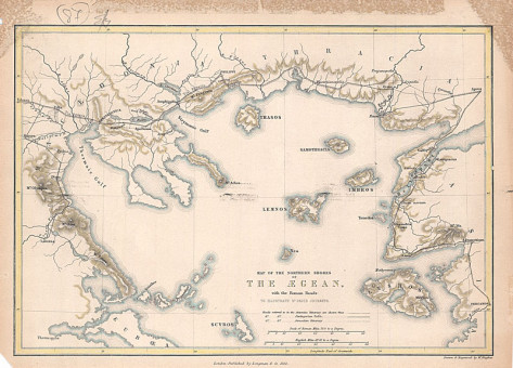 Χάρτης του Βορείου Αιγαίου  | Χάρτης του Βορείου Αιγαίου | Χάρτες |  London, 1851, Λιθογραφία, 25 Χ 17,5 εκ., ed. Longman & Co, Χωρίς Αριθμό Καταλόγου Ζαχαράκη |  