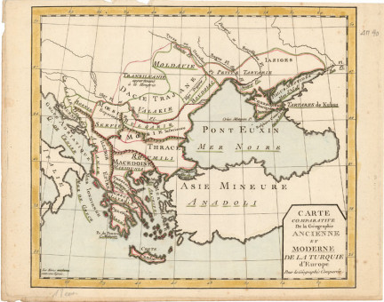 Χάρτης συγκριτικός της Ευρωπαικής Τουρκίας  | Χάρτης συγκριτικός της Ευρωπαικής Τουρκίας | Χάρτες |  Χαλκογραφία επιχρωματισμένη, 26,5 Χ 23 εκ., Χωρίς Αριθμό Καταλόγου Ζαχαράκη |  
