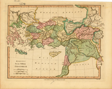  Χάρτης της καθόδου των Μυρίων  |  Χάρτης της καθόδου των Μυρίων | Χάρτες |  Λονδίνο, 1815, Χαλκογραφία επιχρωματισμένη, 30 Χ 22 εκ., Χωρίς Αριθμό Καταλόγου Ζαχαράκη |  R. Wilkinson