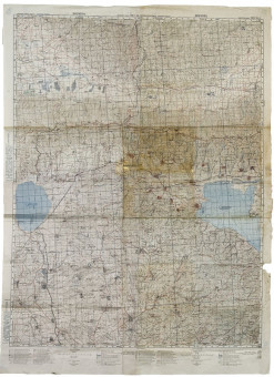  Χάρτης των περιοχών Σουρμένων,Δοϊράνης, Κιλκίς και Κερκίνης  |  Χάρτης των περιοχών Σουρμένων,Δοϊράνης, Κιλκίς και Κερκίνης | Χάρτες |  Αθήνα, 1947, Χρωμολιθογραφία, 80 Χ 110 εκ., Κλίμακα 1:50.000, 4 χάρτες συναρμολογημένοι σε έναν, Χωρίς Αριθμό Καταλόγου Ζαχαράκη |  Γεωγραφική Υπηρεσία Στρατού
