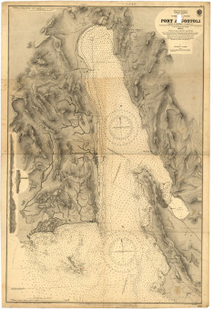  Χάρτης του Λιμένος του Αργοστολίου (Πορτολάνος)  |  Χάρτης του Λιμένος του Αργοστολίου (Πορτολάνος) | Χάρτες |  London, 1896, Λιθογραφία, 65 Χ100 εκ., Χωρίς Αριθμό Καταλόγου Ζαχαράκη |  British Admiralty